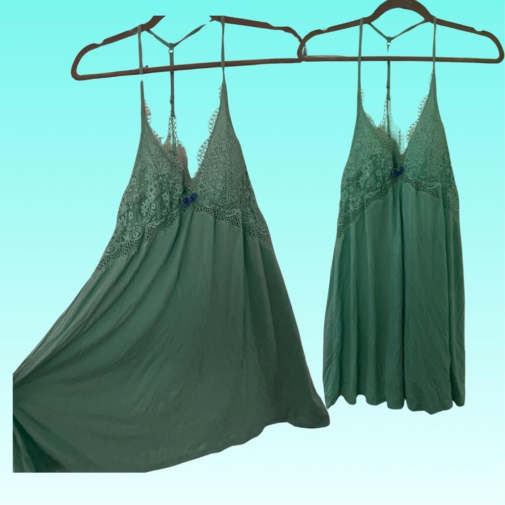 Victorias secret green lace slip